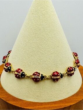 Joan Rivers RARE Red and Black Ladybug Link Bracelet